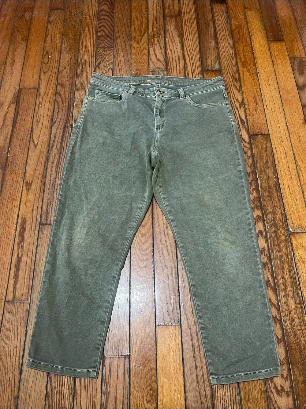 Michael Kors Jeans Womens 10 Green Izzy Skinny Cropped Casual Pants Denim